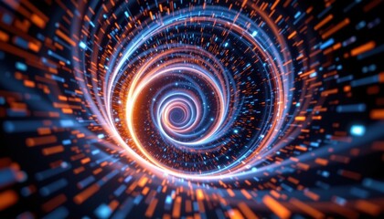 Poster - A futuristic tunnel with dynamic light effects, creating a sense of motion and energy