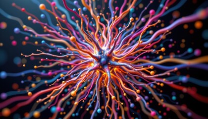 Poster - A vibrant and dynamic depiction of a neural network with intricate details and stunning colors, it's a visual representation of neural networks