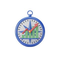 Aufkleber - 3 D Render Blue Compass with Rising Green Bar Graph and Red Arrow on White Background Isolate on White Transparent P N G Backgrounds Cutout Clipping Path Social Media Line Art