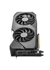 Aufkleber - High-performance black dual-fan graphics card isolated on a white background, designed for gaming and professional desktop computers.