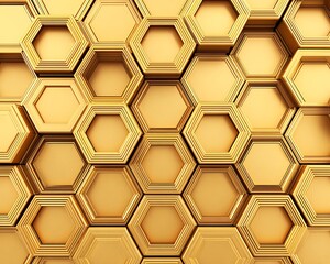 Aufkleber - Golden hexagonal pattern honeycomb stylish background