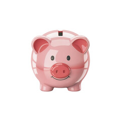 Aufkleber - Glossy Pink Piggy Bank 3 D Render Isolated on Black Background High Definition Image P N G Cutout Transparent Background Social Media 4 K Stock Photo Download 2025 2026