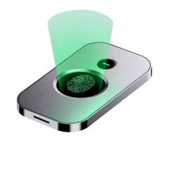 Aufkleber - Sleek Silver Fingerprint Scanner 3 D Render Green Light Illuminated Fingerprint Detail High Definition Image Stock Photo Download 2025 2026