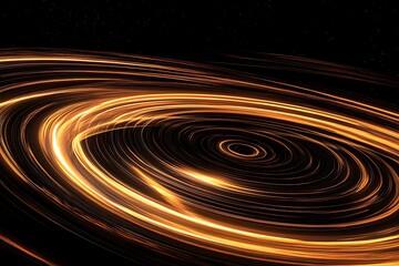 Poster - Expanding galactic rings in glowing bronze over dark space 