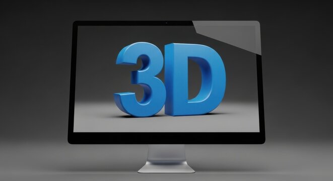 Immersive Digital Display Showcasing Bold Blue 3D Text