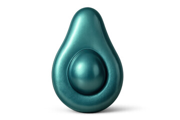 Fototapete - Metallic teal avocado icon rendered digitally, featuring prominent pit against transparent backdrop