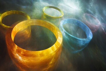 Poster - •  Floating luminous rings around a shadowy nebula core 
