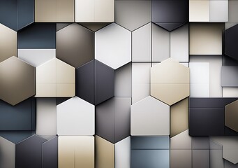 Leinwandbilder - Abstract geometric hexagonal pattern neutral tones