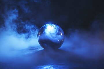 Poster - •  Glowing platinum fog drifts through a sapphire starlit void 