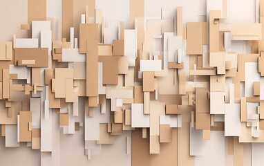Leinwandbilder - Geometric composition of beige rectangles layers