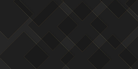 Poster - Black and golden vector futuristic tech glow and shinning line simple modern abstract background. Abstract luxury gold geometric random chaotic lines with many squares and triangles shape on black bg