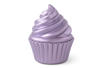 Poster - 3d rendering of a purple cupcake with frosting on a transparent background, perfect for food-related projects