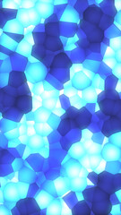 Poster - Geometric glowing blue cells in a mosaic-like structure, emitting cool digital light in a futuristic crystalline abstract pattern