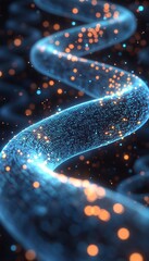 Poster - Futuristic Neon Helix Network with Vibrant Data Streams and Illuminated Code Connections in Motion