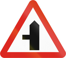 Fototapete - Warning road sign in Uganda - Side road on the left ahead