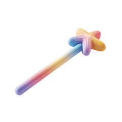 Poster - Colorful Magic Wand with Star Shape and Smooth Gradient Design on a White Background for Enchanting Visuals