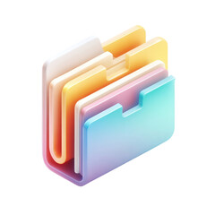 Poster - Colorful Digital Folders in Soft Pastel Shades for Organization and File Management Concept
