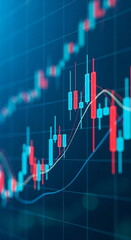 Poster - Chart of live stock market trading. Financial graph with candlestick showing trend. Global economy and business data analysis footage.	