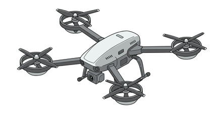 Poster - Modern drone vector illustration for technology design projects in isometric style