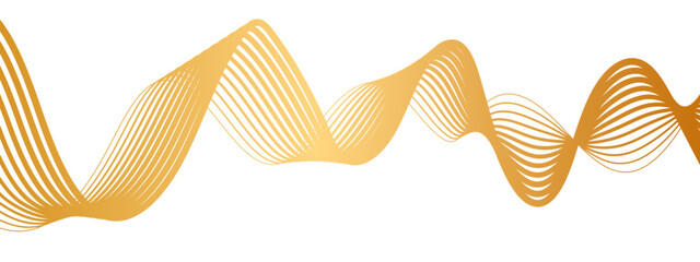 Wall Mural - abstract smooth wave design featuring golden-yellow linear curves gradually fades. soft cream tone a
