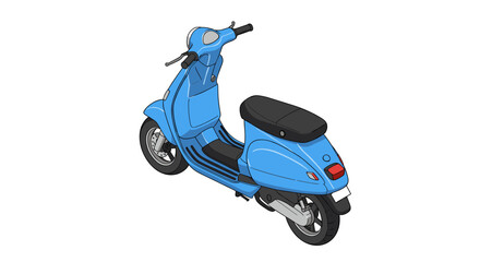 Poster - Blue scooter vector illustration for urban transport design in flat style