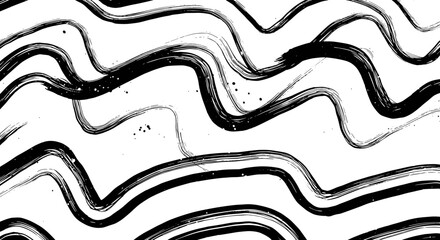 Poster - Abstract black and white waves vector illustration for modern design in grunge style