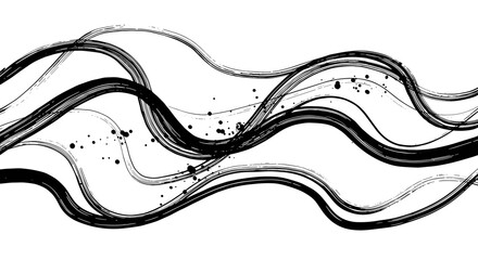 Poster - Abstract flow: black ink waves vector illustration for modern design