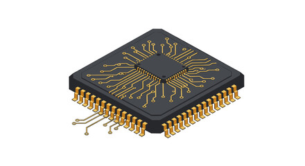 Poster - Isometric microchip circuit vector illustration: technology design for print and digital media