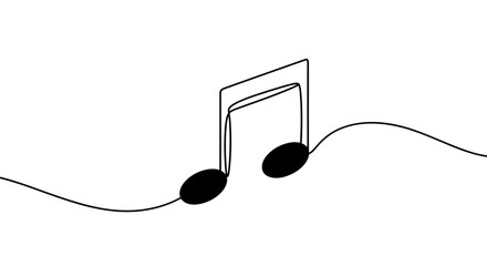 Poster - Minimalist music note vector illustration in continuous line art style for modern design projects