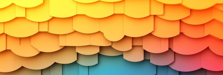 Poster - Elegant Seamless Gradient Texture with Geometric Wave Pattern in Soft Yellow to Peach Color Palette