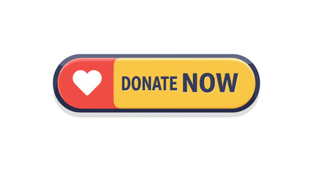 Poster - Donate now button vector illustration for online fundraising campaigns in modern flat style