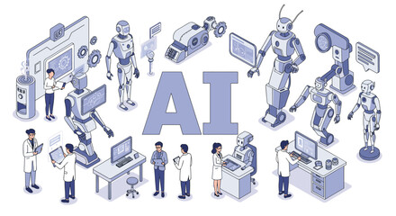 Poster - Futuristic ai technology and robotics in research and development vector illustration