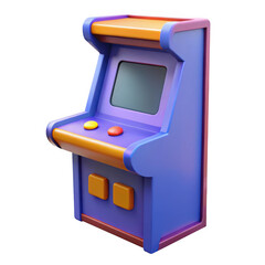 Wall Mural - 3d retro arcade game machine isolated on transparent background