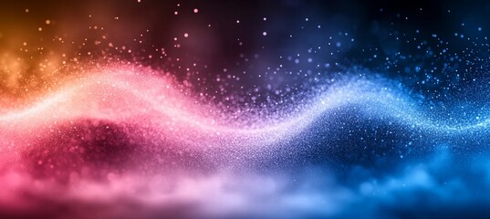Poster - Dynamic Kinetic Waves and Digital Particles Flowing in Motion Design with Vibrant Energy Colors