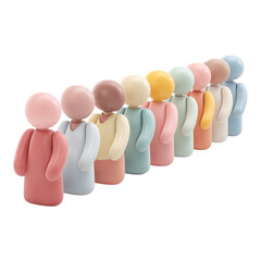 Poster - Colorful Line of Stylized Human Figurines Representing Diversity and Connection in Modern Design