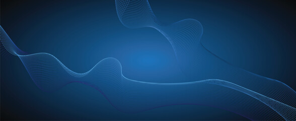 Poster - line wave background. Blue minimal round lines abstract background. Thin line wavy abstract vector background. Curve wave seamless pattern design
