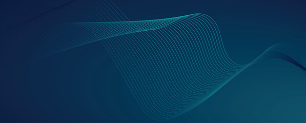 Poster - line wave background. Blue minimal round lines abstract background. Thin line wavy abstract vector background. Curve wave seamless pattern design