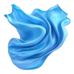 Fototapete - 3d icon translucent fabric billowing, soft blue textile wavering. transparent Isolated png