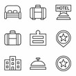 © JAKIRUL ISLAM - Collection of hotel and travel related line art icons on a white background