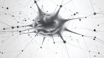 Poster - Medical Illustration of Complex Neural Network Connecting Brain Neurons in Low Poly Art Style