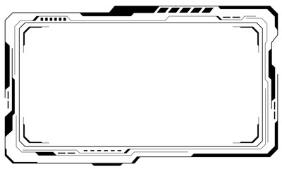 Poster - HUD frames black user interface elements design modern technology futuristic control panel screen digital hologram window gaming menu touching cyber monitor set on white background vector