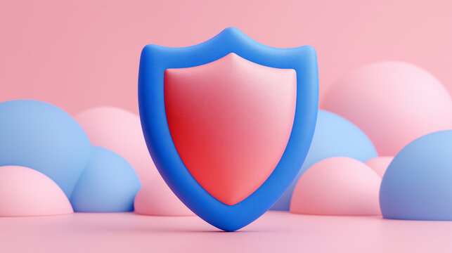 Digital shield protection concept abstract background 3d design pastel colors creative perspective visual security