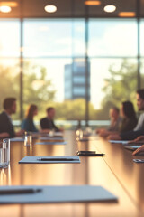 Poster - Business meeting in a modern conference room with participants discussing strategies and ideas