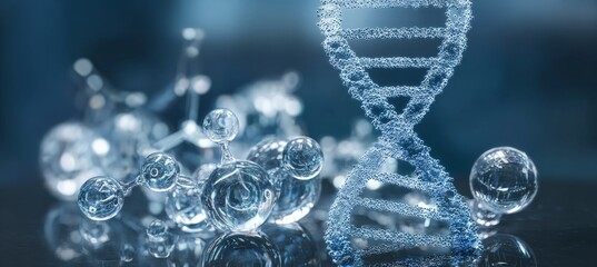 Poster - Innovative DNA Double Helix and Molecular Model Showcasing Advances in Biotechnology and Science