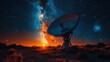 © BANDERSOUL - radio telescope under milky way galaxy at night, space exploration and astronomy concept