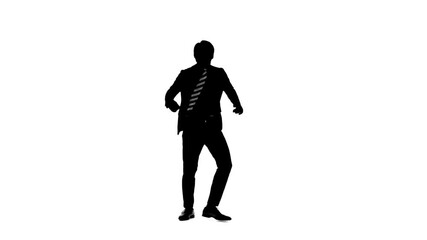 Poster - 嬉しくてダンスする男性ビジネスパーソンの全身シルエット