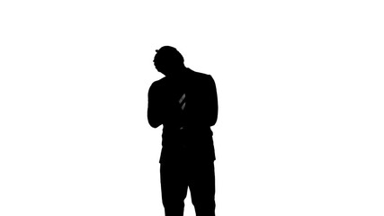 Leinwandbilder - 悩ましく考える男性ビジネスパーソンのシルエット