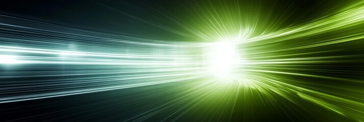 Poster - Futuristic Dynamic Motion Lines with Abstract Glowing Green and Blue Streaks in High Tech Speed Blur