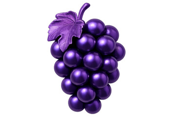 Fototapete - Shiny purple metallic grape bunch with leaf isolated on transparent background, perfect for projects related to wine, fruits, and luxury