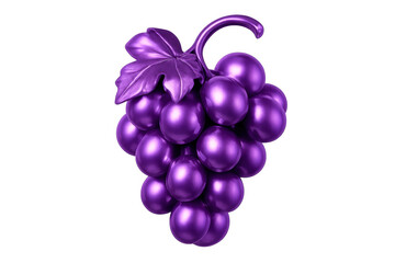 Fototapete - 3d rendering of a cluster of shiny purple grapes with a leaf, isolated on a transparent background